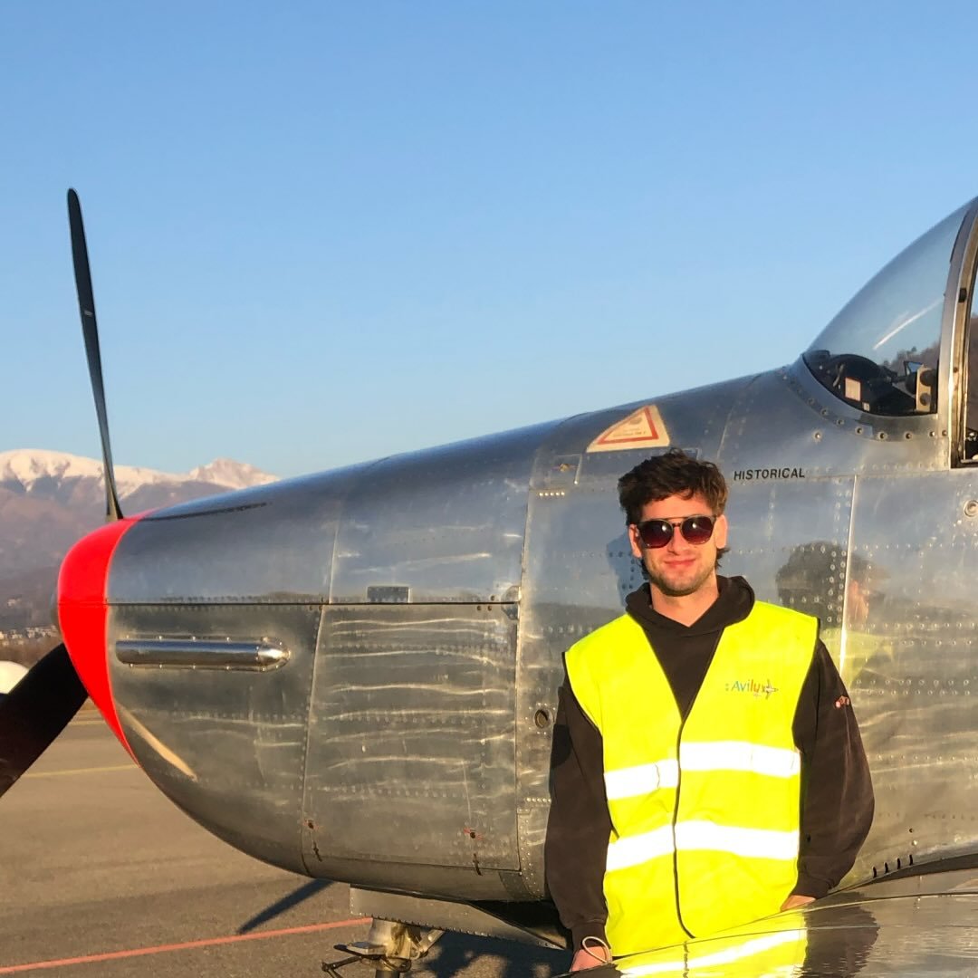 Gionata Donati next to an aircraft